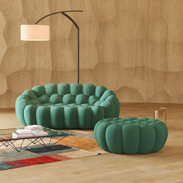 Modern Oversized Bean Bag Sofa with Ottoman - 3D Knitted Fabric, Orange, Football-Shaped Design, No Assembly Required, 700 lbs Load Capacity, Perfect for Contemporary Living Rooms, Sofa for Living Room