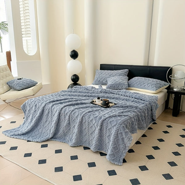 1pc Extra Thick Plush Fleece Blanket - Ultra Soft Luxury Bedspread\u002FThrow - All-Season Couch, Bed, Travel - Beige, Brown, Gray, Blue, Green, Pink, Black, White, - Elegant Home Decor in Neutral Tones - Cozy Warmth for Modern Interiors - Lamb Fleece wit