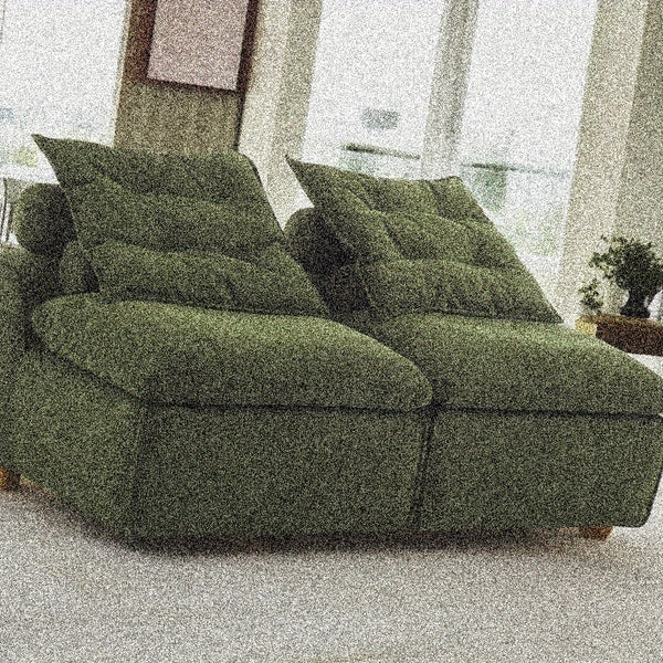 Modular 2-Seater Sofa Bed - Soft Corduroy Convertible Sleeper with No Armrests, DIY-Friendly Design, Includes Neck & Lumbar Pillows, Space-Saving for Apartments, Reading Nooks, Dorms (Green), Dorm Room Bed | Corduroy Upholstery | Comfortable Seating