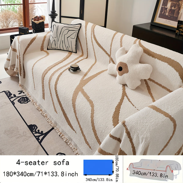 One Piece of Thickened Polar Velvet Sofa Towel, Suitable for All Seasons, Pet Friendly, Anti-Cat Scratch, Dust Protection, Cushion Cover, Can Be Used as Office Resting Blanket, Nap Blanket, Shawl, Suitable for Kitchen and Living Room Sofa Cover