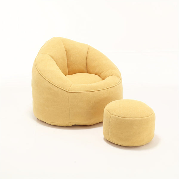 Bean Bag Chair With Ottoman, Comfy Bean Bag Sofa Chair, High Pressure Foam Lazy Sofa, Modern Accent BeanBag Chairs For Living Room, Bedroom
