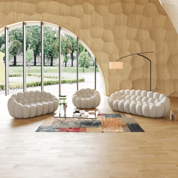 Modern Oversized Bean Bag Sofa with Ottoman - 3D Knitted Fabric, Orange, Football-Shaped Design, No Assembly Required, 700 lbs Load Capacity, Perfect for Contemporary Living Rooms, Sofa for Living Room