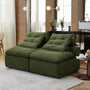 Modular 2-Seater Sofa Bed - Soft Corduroy Convertible Sleeper with No Armrests, DIY-Friendly Design, Includes Neck & Lumbar Pillows, Space-Saving for Apartments, Reading Nooks, Dorms (Green), Dorm Room Bed | Corduroy Upholstery | Comfortable Seating