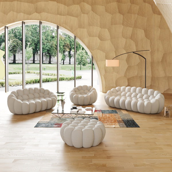 Modern Oversized Bean Bag Sofa with Ottoman - 3D Knitted Fabric, Orange, Football-Shaped Design, No Assembly Required, 700 lbs Load Capacity, Perfect for Contemporary Living Rooms, Sofa for Living Room