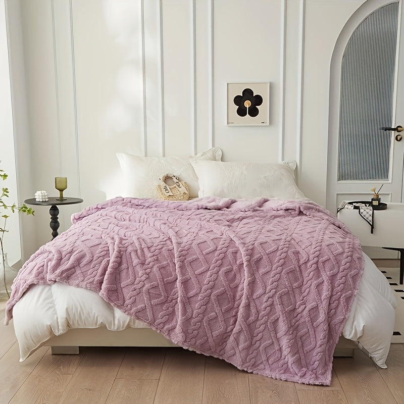 1pc Extra Thick Plush Fleece Blanket - Ultra Soft Luxury Bedspread\u002FThrow - All-Season Couch, Bed, Travel - Beige, Brown, Gray, Blue, Green, Pink, Black, White, - Elegant Home Decor in Neutral Tones - Cozy Warmth for Modern Interiors - Lamb Fleece wit