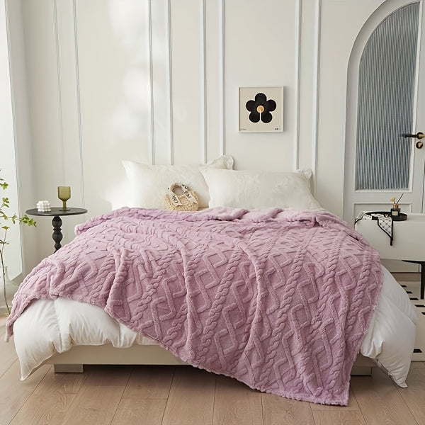 1pc Extra Thick Plush Fleece Blanket - Ultra Soft Luxury Bedspread\u002FThrow - All-Season Couch, Bed, Travel - Beige, Brown, Gray, Blue, Green, Pink, Black, White, - Elegant Home Decor in Neutral Tones - Cozy Warmth for Modern Interiors - Lamb Fleece wit