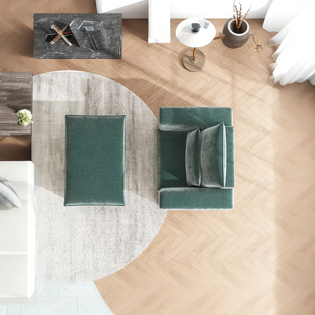 Modern Style Armchair, Chenille Cushion Sofa - Lazy Sofa, Single Sofa - Suitable For Living Room, Bedroom, Office Furniture, Living Room Chair With Footrest, Single Person Leisure Chair