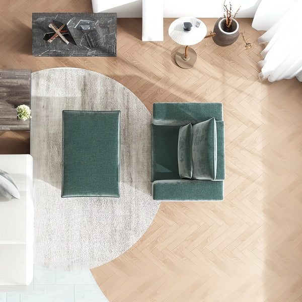 Modern Style Armchair, Chenille Cushion Sofa - Lazy Sofa, Single Sofa - Suitable For Living Room, Bedroom, Office Furniture, Living Room Chair With Footrest, Single Person Leisure Chair