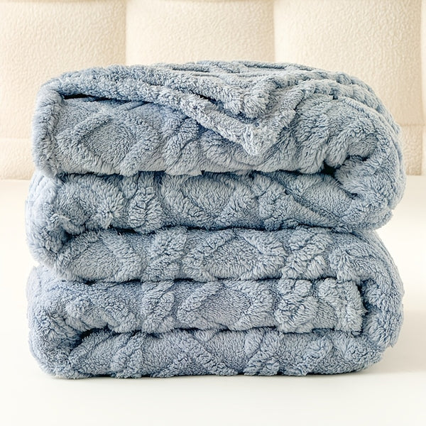 1pc Extra Thick Plush Fleece Blanket - Ultra Soft Luxury Bedspread\u002FThrow - All-Season Couch, Bed, Travel - Beige, Brown, Gray, Blue, Green, Pink, Black, White, - Elegant Home Decor in Neutral Tones - Cozy Warmth for Modern Interiors - Lamb Fleece wit