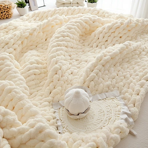 Extra Large 50x60 Inches Thick Knitted Blanket - Heavy Duty All-Season Soft Indoor\u002FOutdoor Throw for Camping, Home, Sofa, Bed - Machine Washable Cozy Blanket for Christmas, Mother's Day, Thanksgiving Gifts - Non-Electric Warmth, Camping Warmth, Decor