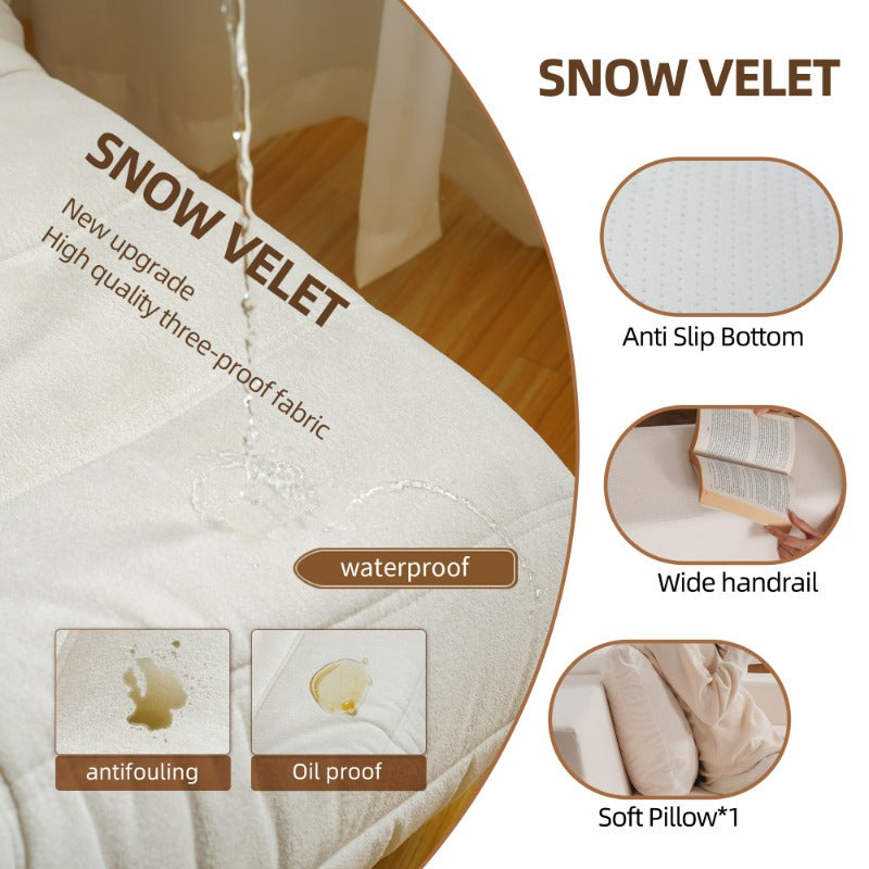 Foam Sofa Couch with Pillow, Large Bean Bag Chair for Adults, Stuffed High-Density Foam, Comfortable Lounge Seat for Living Room Bedroom Gaming Room, Soft and Durable, Easy to Move, Grey