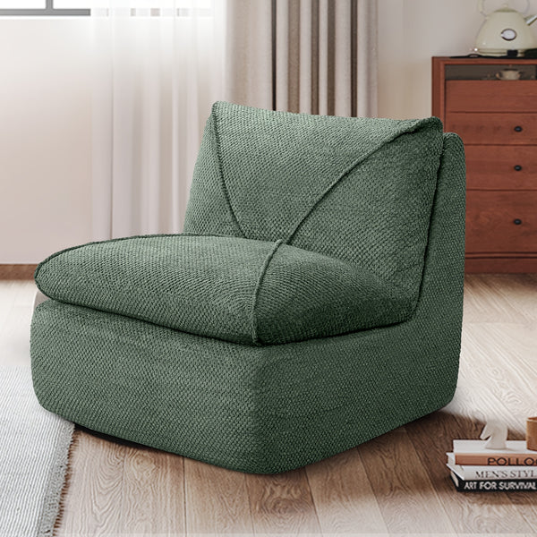 KERDOM 35.4'' Wide Armless Leisure Sofa, Breathable -linen Fabric, Modern Accent Chair With Ottoman Set For Apartment, Ergonomic Reading Chair With Foot Rest For Bedroom Living Room, Outdoor Lounge Chair, Indoor Office Nap Chair Assemble Free