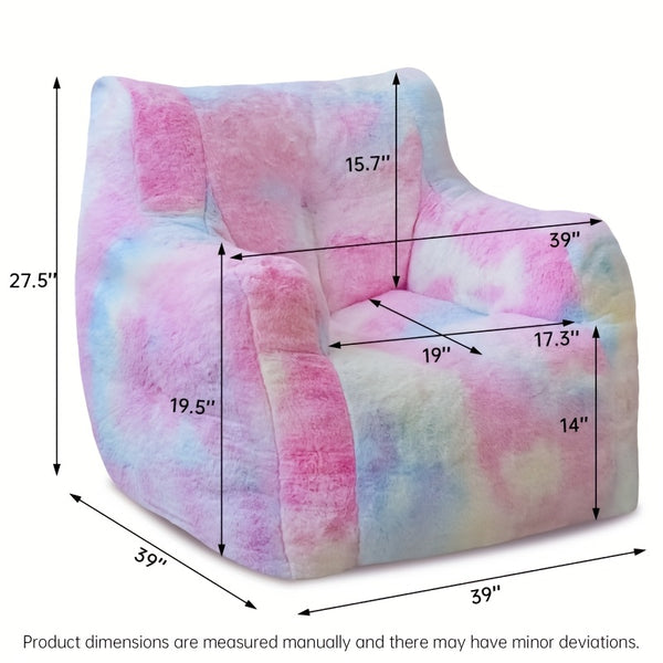 Soft-Stuffed Tufted Lazy Sofa Chair 1pc Contemporary Fabric Bean Bag Chair with Armrests - Tufted, Soft-Stuffed Lazy Sofa, Giant Fluffy Lounger for Bedroom, Apartment, and Living Room