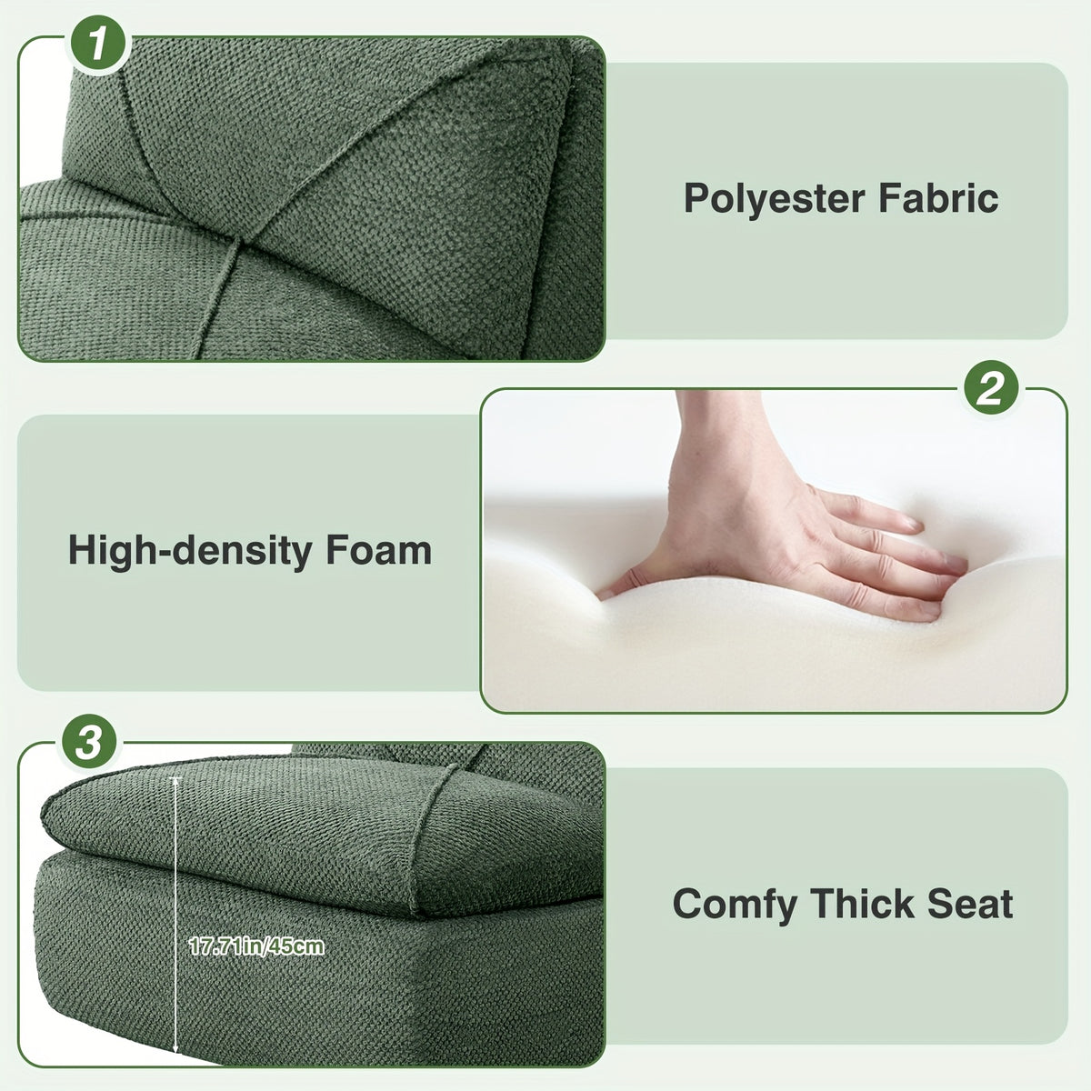 KERDOM 35.4'' Wide Armless Leisure Sofa, Breathable -linen Fabric, Modern Accent Chair With Ottoman Set For Apartment, Ergonomic Reading Chair With Foot Rest For Bedroom Living Room, Outdoor Lounge Chair, Indoor Office Nap Chair Assemble Free