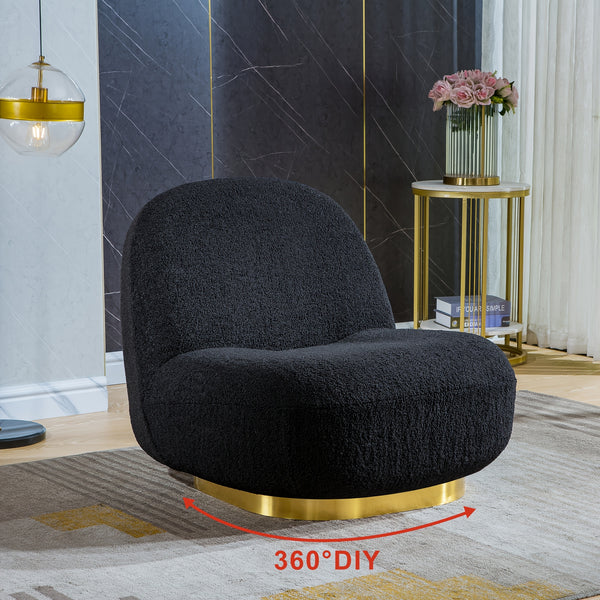 Modern Style Single Sofa Chair, 360-Degree Rotating Leisure Sofa with Metal Base, Suitable for Bedroom, Living Room, Apartment Reading Sofa