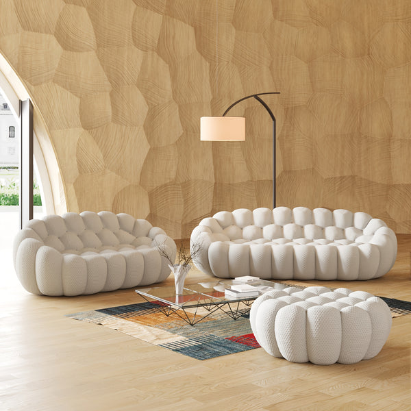 Modern Oversized Bean Bag Sofa with Ottoman - 3D Knitted Fabric, Orange, Football-Shaped Design, No Assembly Required, 700 lbs Load Capacity, Perfect for Contemporary Living Rooms, Sofa for Living Room