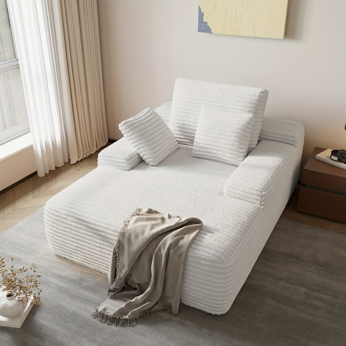 Oversized Accent Chair With Ottoman, Modern Corduroy Single Sofa Chair Modular Sectional Sleeper Cloud Couch With Chaise Lounge For Living Room Office Apartment, Suitable For Christmas\u002FHalloween