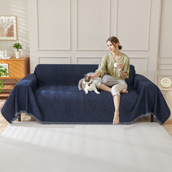 91 inch Widened Sofa Cover Chenille Couch Blanket Cover Protect from Scratch Machine Washable Furniture Protector