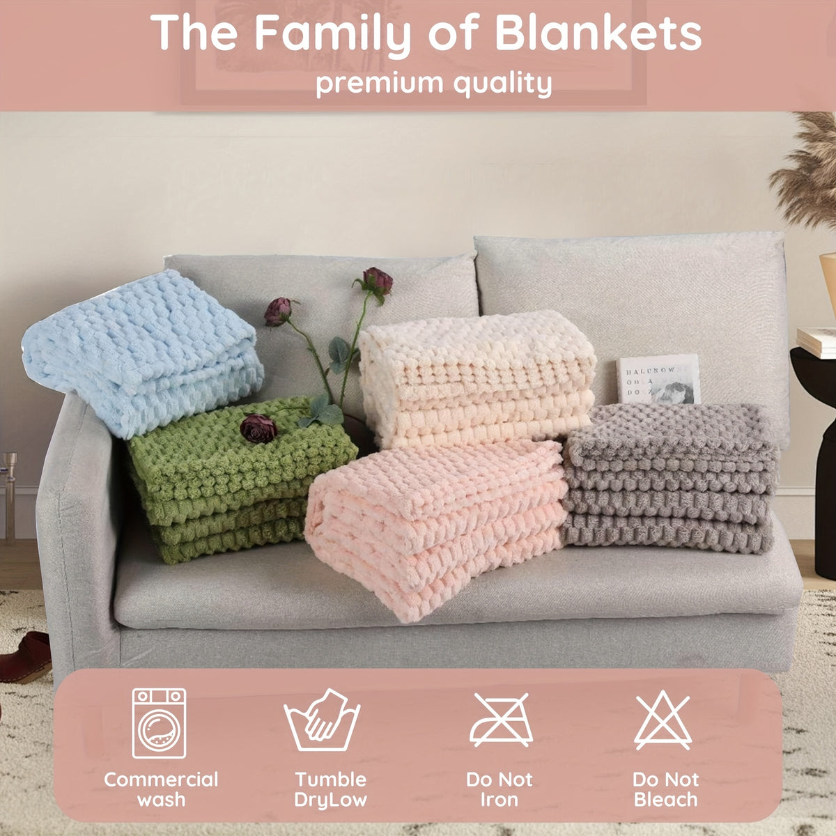 Queen Size Blanket for Couch, Cozy Lightweight Flannel Blanket, Warm Fuzzy Blanket for Winter Bed Sofa Travel (Pink, 60\