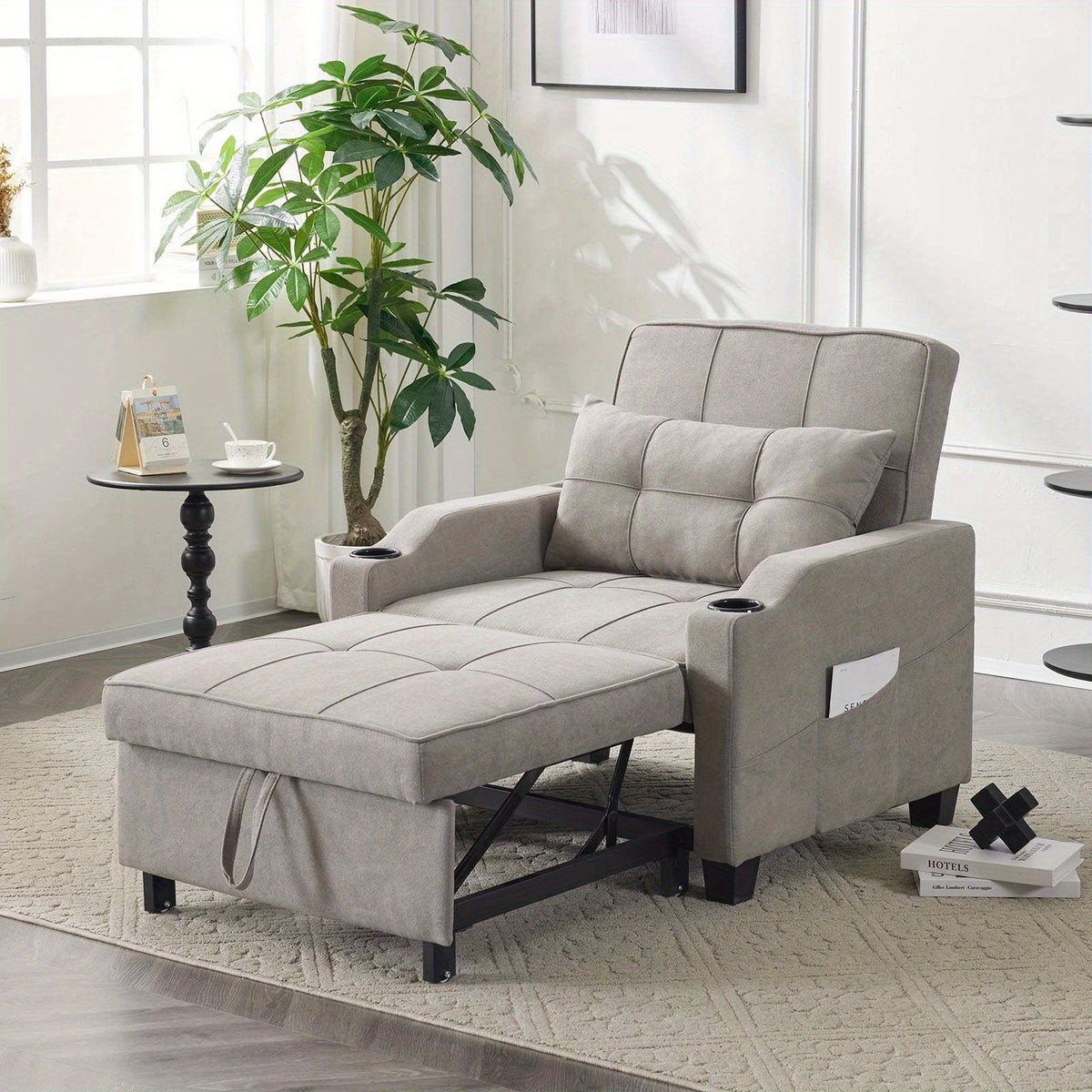 LEADZM 3-in-1 Modern Sleeper Sofa | Single | Sofa Bed Convertible | Living Room | Modern