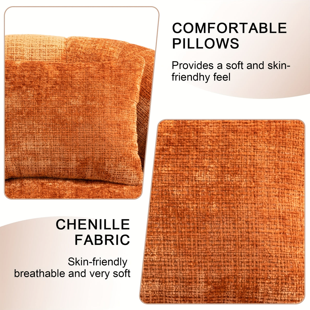 Oval Padded 2 Seats Beanbag Chairs, Upholstered Bean Bag Couch With 2 Pillows & Wrap-Around Backrest, Gaming Loveseat Sofa, Chenille Fabric Lazy Floor Beanbag-Chair