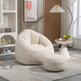 Bean Bag Chair With Ottoman, Comfy Bean Bag Sofa Chair, High Pressure Foam Lazy Sofa, Modern Accent BeanBag Chairs For Living Room, Bedroom