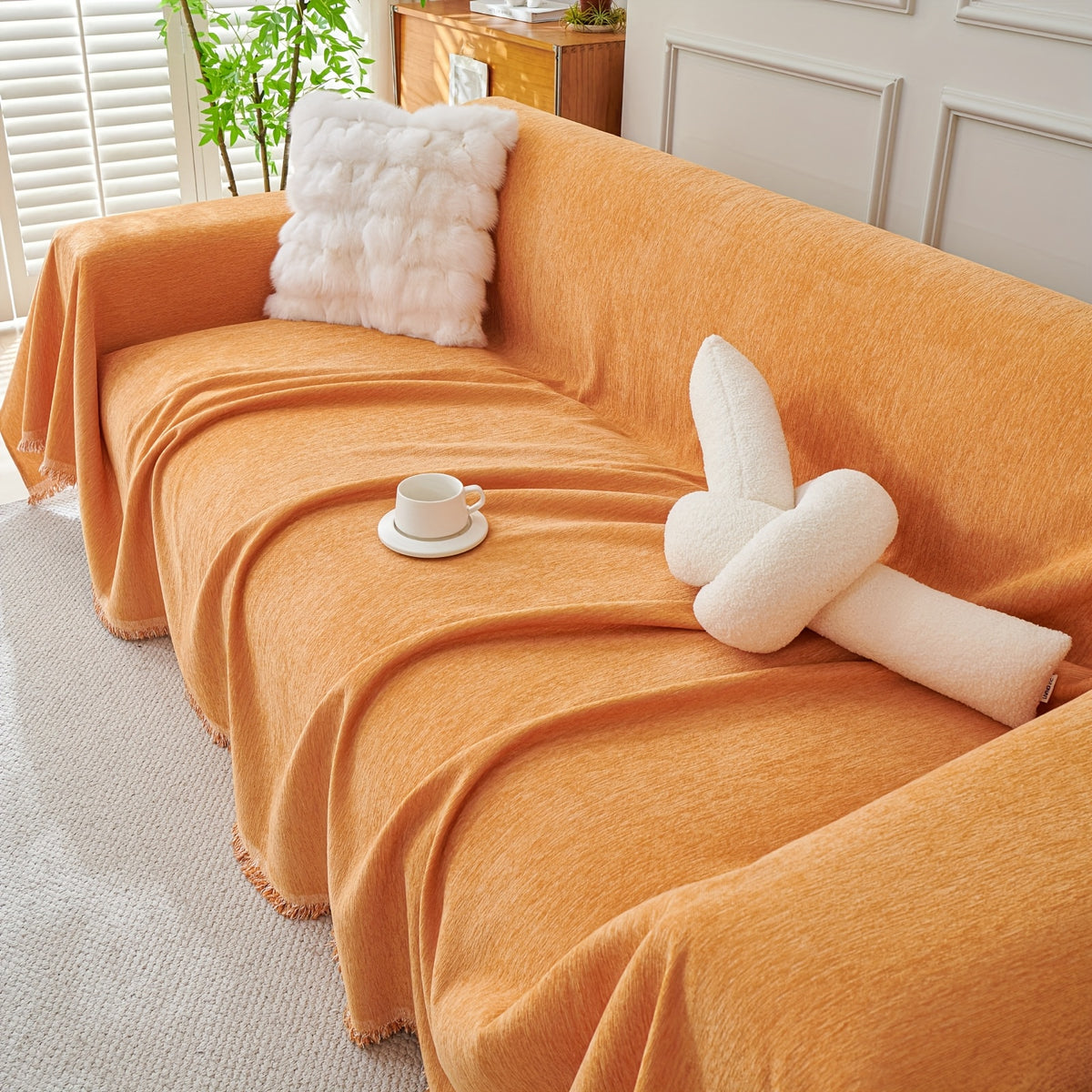 91 inch Widened Sofa Cover Chenille Couch Blanket Cover Protect from Scratch Machine Washable Furniture Protector