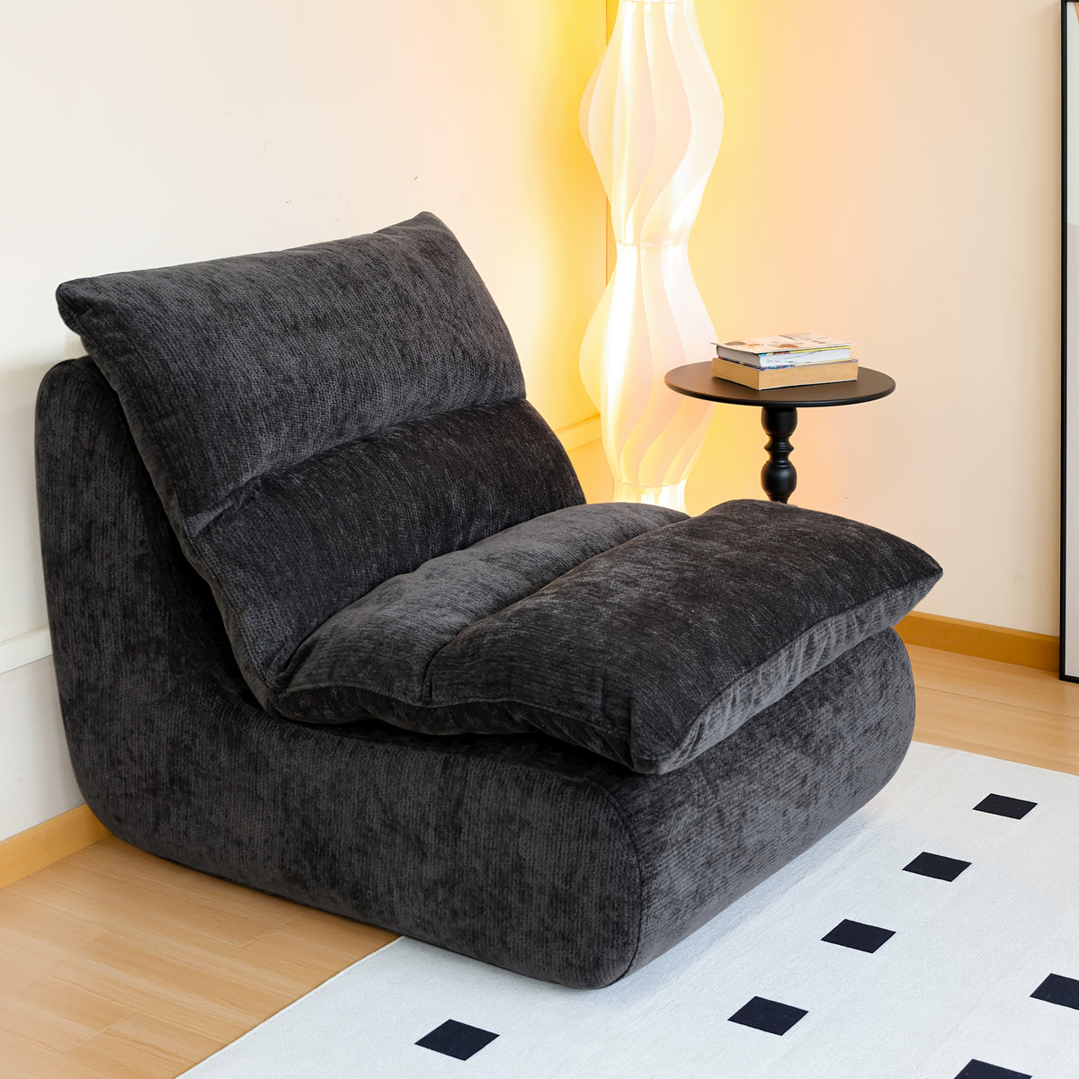 1pc, Lazy Sofa With Cushion Sofa, Small Living Room, Leisure Chair, Cream Small Sofa, Single Person