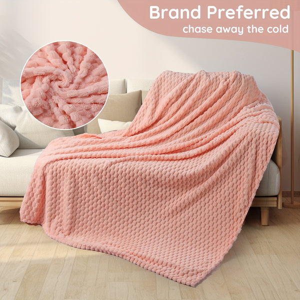 Queen Size Blanket for Couch, Cozy Lightweight Flannel Blanket, Warm Fuzzy Blanket for Winter Bed Sofa Travel (Pink, 60\