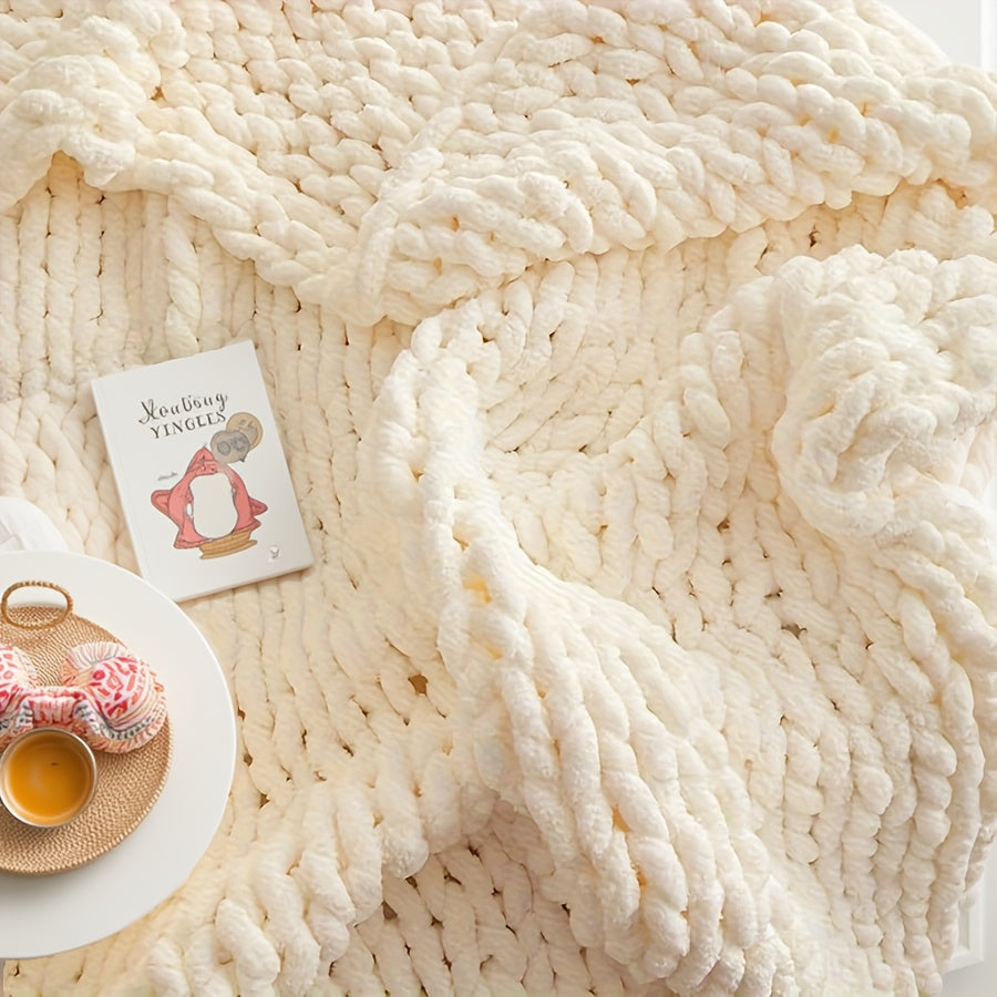 Extra Large 50x60 Inches Thick Knitted Blanket - Heavy Duty All-Season Soft Indoor\u002FOutdoor Throw for Camping, Home, Sofa, Bed - Machine Washable Cozy Blanket for Christmas, Mother's Day, Thanksgiving Gifts - Non-Electric Warmth, Camping Warmth, Decor