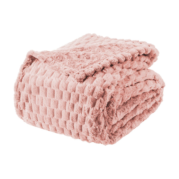 Queen Size Blanket for Couch, Cozy Lightweight Flannel Blanket, Warm Fuzzy Blanket for Winter Bed Sofa Travel (Pink, 60\