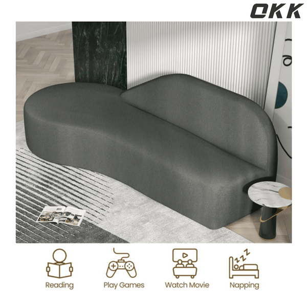 Modern Curved Sectional Sofa - Plush Cream Luxury Couch, Extra Comfort Large Loveseat with Storage, Minimalist Design for Small Space, Living Room, Apartment, and Home Theater