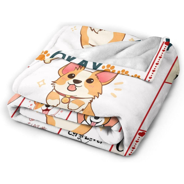 1pc Extra Large Corgi Blanket - Soft Plush Flannel Throw with Corgi Faces, Paw Prints & Bone Patterns - All-Season Couch Bedspread for Women, Girls, Corgi Lovers - Machine Washable Gift for Dog Owners (50\