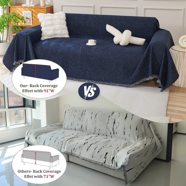 91 inch Widened Sofa Cover Chenille Couch Blanket Cover Protect from Scratch Machine Washable Furniture Protector