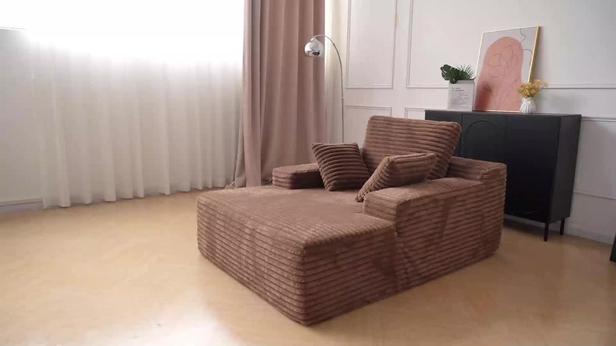 Oversized Accent Chair With Ottoman, Modern Corduroy Single Sofa Chair Modular Sectional Sleeper Cloud Couch With Chaise Lounge For Living Room Office Apartment, Suitable For Christmas\u002FHalloween
