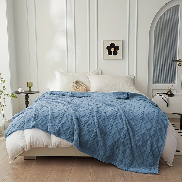 1pc Extra Thick Plush Fleece Blanket - Ultra Soft Luxury Bedspread\u002FThrow - All-Season Couch, Bed, Travel - Beige, Brown, Gray, Blue, Green, Pink, Black, White, - Elegant Home Decor in Neutral Tones - Cozy Warmth for Modern Interiors - Lamb Fleece wit