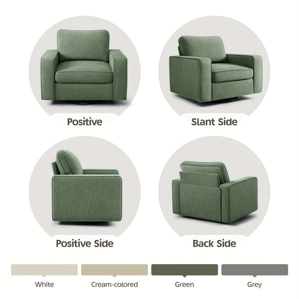 KERDOM 360° Swivel Barrel Sofa Chair, Modern Single Sofa Lounge Armchair, Cloud Plush Rotating Accent Sofa, Seating Corner Nook Side Reading Seat 360 Degree Rotation Base, Removable And Washable Pillows, One-Seater Sofa Chair for Office\u002FLeisure Room