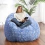 EuKer Bean Bag Chair, Plush Lazy Sofa High-Density Foam Floor Sofa with Armrest, Blue