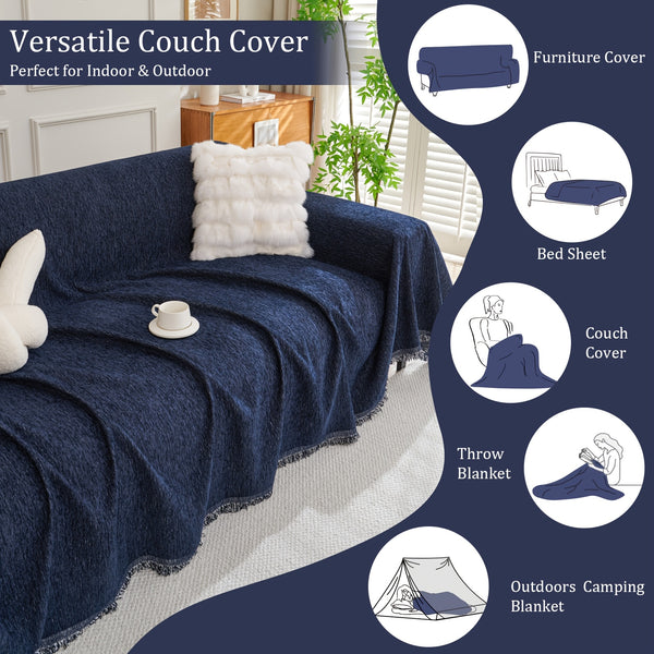 91 inch Widened Sofa Cover Chenille Couch Blanket Cover Protect from Scratch Machine Washable Furniture Protector