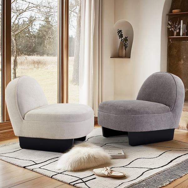 SOGES Armless Accent Chair, Modern Single Sofa With Solid Legs & Thick Cushion, Comfortable Side Chair For Living Room, Bedroom, Beige